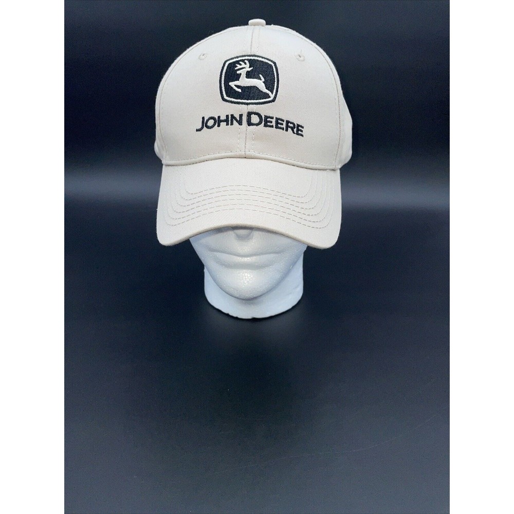 John Deere Embroidered Tan / Khaki Cap with Black Logo Adjustable Snapback Hat
